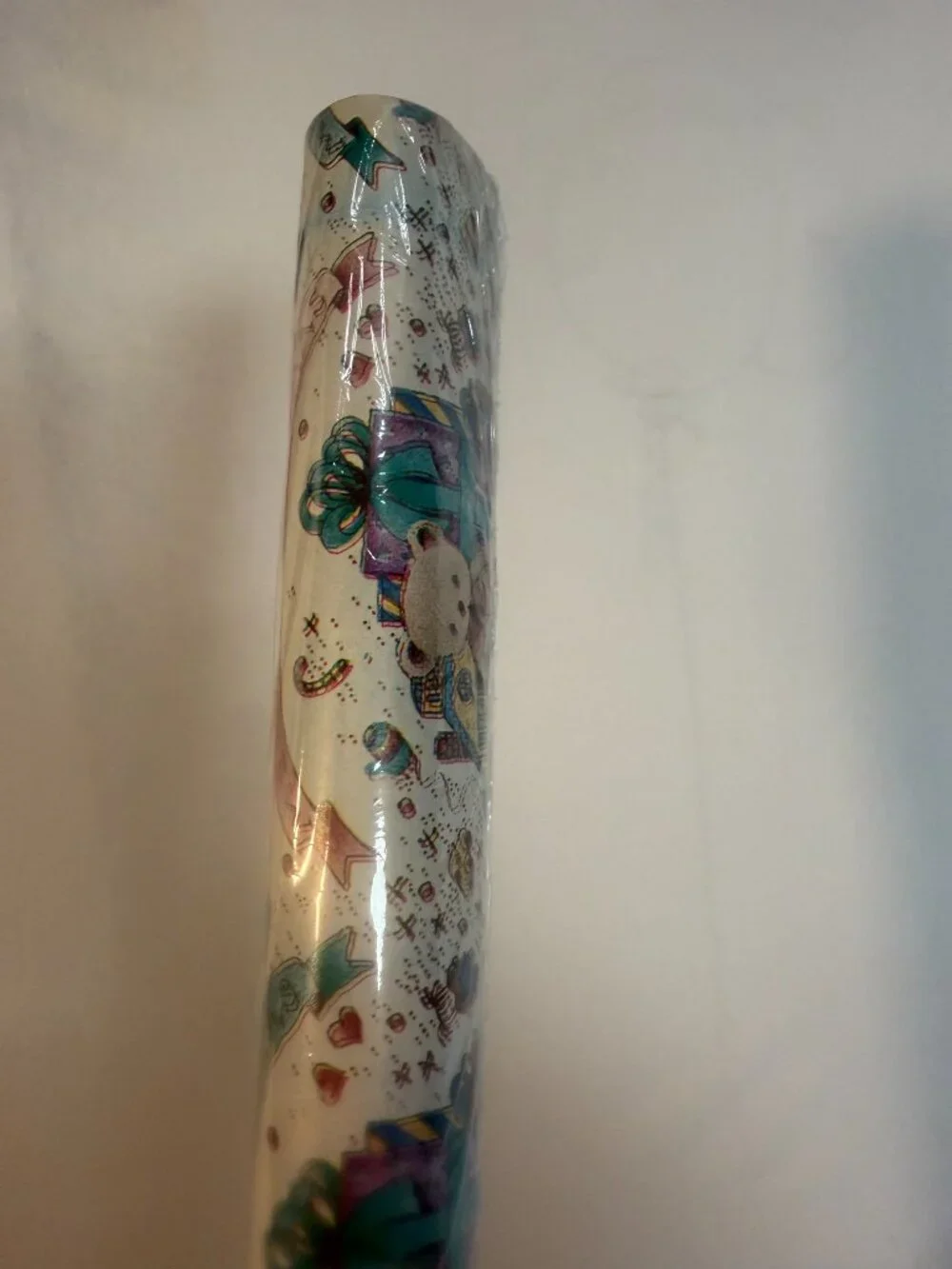 Vtg Christmas Wrapping Paper Roll NOS Sealed Teddy Bear Retro Gift Wrap 45 SqF